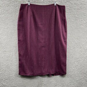 Patti La Belle Womens Straight Skirt 24W Plum‎ Pin Striped Lined Back Zip